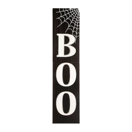 Glitzhome® Black & White Wooden BOO Porch Sign 2 Glitzhome® Black & White Wooden BOO Porch Sign - Image 2
