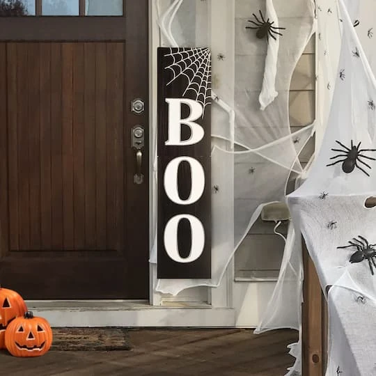 Glitzhome® Black & White Wooden BOO Porch Sign 4 Glitzhome® Black & White Wooden BOO Porch Sign - Image 4
