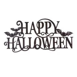 Glitzhome® Black Metal Happy Halloween Wall Sign