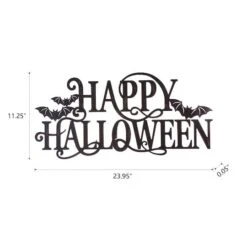 Glitzhome® Black Metal Happy Halloween Wall Sign 15 Glitzhome® Black Metal Happy Halloween Wall Sign -Halloween Decor Shop D227697S 7