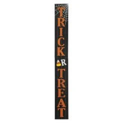 Glitzhome® Orange & Black Wooden Trick Or Treat Porch Sign