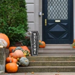 28" Halloween Welcome Standup Coffin Sign -Halloween Decor Shop D250011S 2