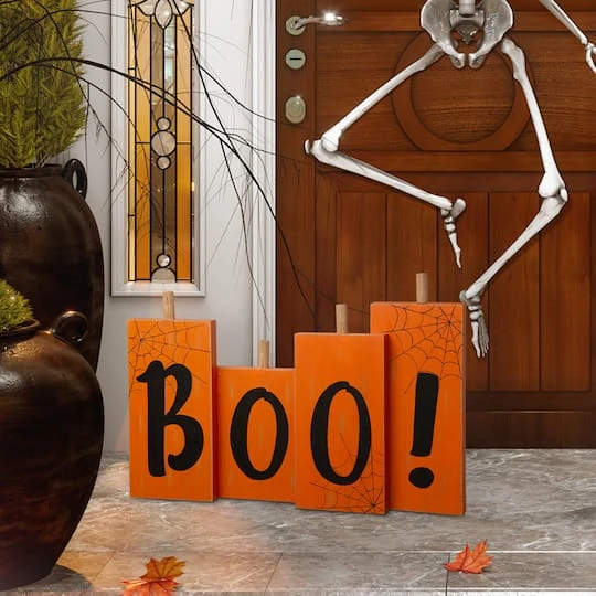 Glitzhome® 20" Halloween Wooden Boo Standing Décor 3 Glitzhome® 20" Halloween Wooden Boo Standing Décor - Image 3