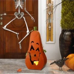 Glitzhome® 2ft. Pre-Lit Halloween Metal Jack-O-Lantern With LED Pillar -Halloween Decor Shop D250344S 2