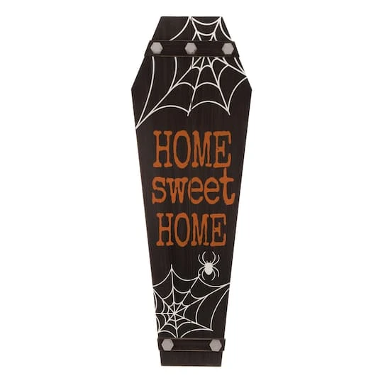Glitzhome® 3.5ft. Halloween Wooden Coffin Porch Leaning Décor 1 Glitzhome® 3.5ft. Halloween Wooden Coffin Porch Leaning Décor