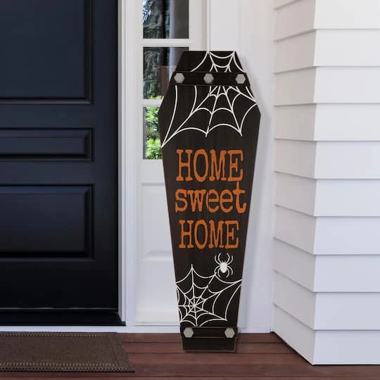 Glitzhome® 3.5ft. Halloween Wooden Coffin Porch Leaning Décor 3 Glitzhome® 3.5ft. Halloween Wooden Coffin Porch Leaning Décor - Image 3