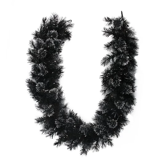 Northlight 6ft. White LED Black Bristle Garland 1 Northlight 6ft. White LED Black Bristle Garland