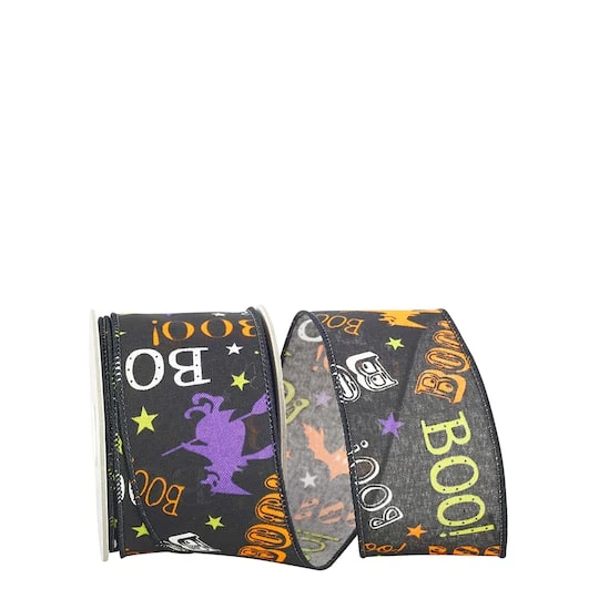 The Ribbon Roll 2.5" X 10yd. Wired Boo Bats Halloween Ribbon 2 The Ribbon Roll 2.5" X 10yd. Wired Boo Bats Halloween Ribbon - Image 2