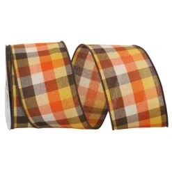The Ribbon Roll 2.5" X 10yd. Wired Country Field Tonal Plaid Ribbon