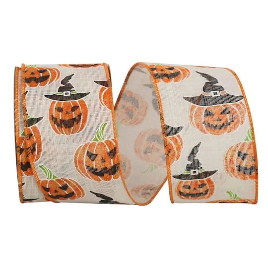 The Ribbon Roll 2.5" X 10yd. Linen Touch Wired Jack-O-Lantern Ribbon 1 The Ribbon Roll 2.5" X 10yd. Linen Touch Wired Jack-O-Lantern Ribbon