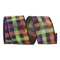 Reliant 2.5" X 10yd. Midnight Metallic Plaid Wired Ribbon