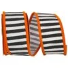 Reliant 2.5" X 10yd. Black & White Railroad Stripes Halloween Wired Ribbon -Halloween Decor Shop D380885S 1