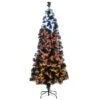 6ft. Fiber Optic Candy Corn Color Lights Black Artificial Halloween Tree 4 6ft. Fiber Optic Candy Corn Color Lights Black Artificial Halloween Tree -Halloween Decor Shop D400416S 1