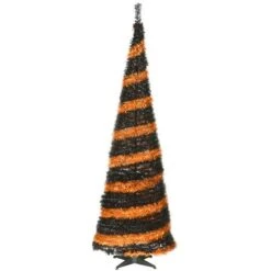 7.5ft. Unlit Orange & Black Pop-Up Artificial Halloween Tree 8 7.5ft. Unlit Orange & Black Pop-Up Artificial Halloween Tree -Halloween Decor Shop D400418S
