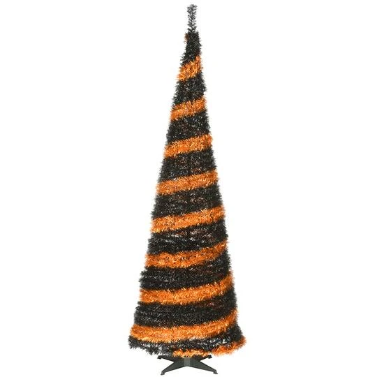 7.5ft. Unlit Orange & Black Pop-Up Artificial Halloween Tree 3 7.5ft. Unlit Orange & Black Pop-Up Artificial Halloween Tree - Image 3
