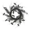 24" Halloween Black Fern & Bats Wreath