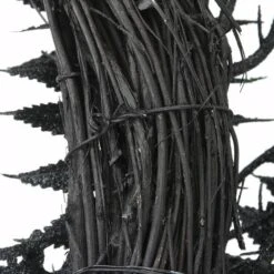 24" Halloween Black Fern & Bats Wreath 12 24" Halloween Black Fern & Bats Wreath -Halloween Decor Shop D400764S 15