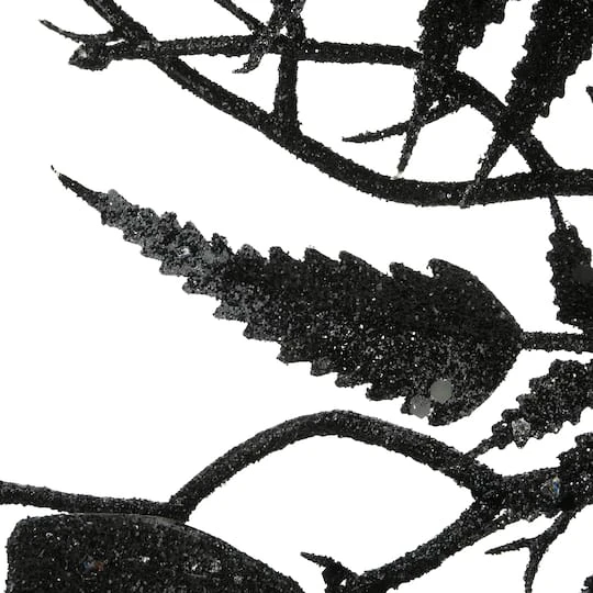 24" Halloween Black Fern & Bats Wreath 7 24" Halloween Black Fern & Bats Wreath - Image 7