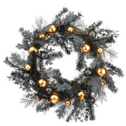 24" Halloween Wreath With Ball Ornaments