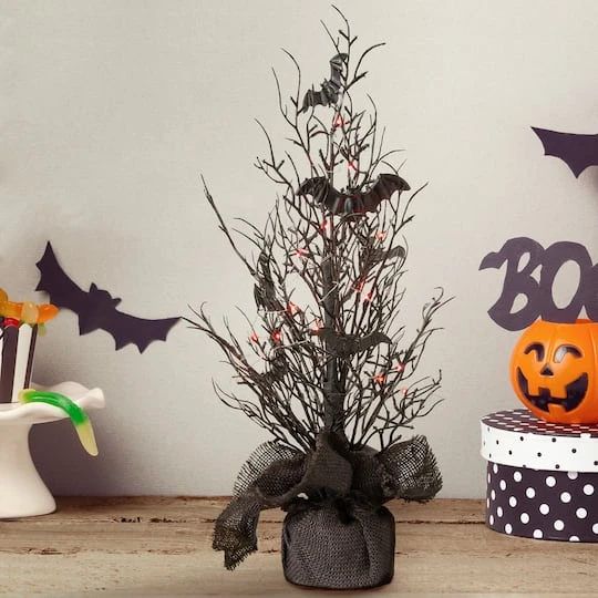 Glitzhome® 20" Lighted Halloween Bats Table Tree Decor 3 Glitzhome® 20" Lighted Halloween Bats Table Tree Decor - Image 3
