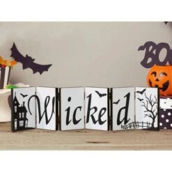 Glitzhome® 20" Halloween Hinged Table Sign -Halloween Decor Shop D403311S 2