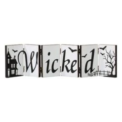 Glitzhome® 20" Halloween Hinged Table Sign -Halloween Decor Shop D403311S 4