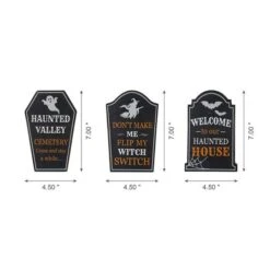 Glitzhome® 7" Tombstone Halloween Table Sign Set -Halloween Decor Shop D403312S 3