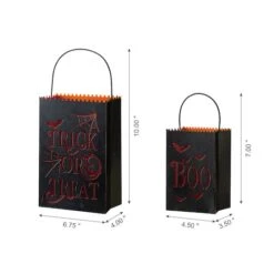 Glitzhome® Halloween Trick Or Treat Metal Bucket Set 12 Glitzhome® Halloween Trick Or Treat Metal Bucket Set -Halloween Decor Shop D403313S 3