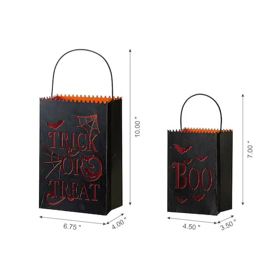 Glitzhome® Halloween Trick Or Treat Metal Bucket Set 4 Glitzhome® Halloween Trick Or Treat Metal Bucket Set - Image 4
