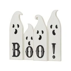 Glitzhome® 12" Ghost Halloween Wooden Table Decor -Halloween Decor Shop D403314S 1 1