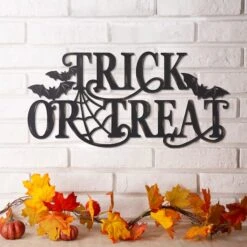 Glitzhome® 24" Metal Halloween TRICK OR TREAT Wall Sign 10 Glitzhome® 24" Metal Halloween TRICK OR TREAT Wall Sign -Halloween Decor Shop D403316S 2