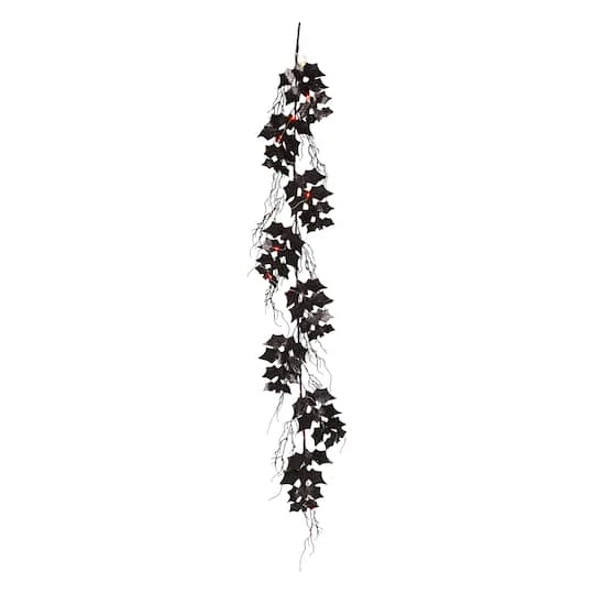 Glitzhome® 6ft. Lighted Halloween Bat Garland 1 Glitzhome® 6ft. Lighted Halloween Bat Garland