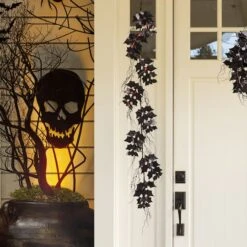 Glitzhome® 6ft. Lighted Halloween Bat Garland 9 Glitzhome® 6ft. Lighted Halloween Bat Garland -Halloween Decor Shop D403318S 2