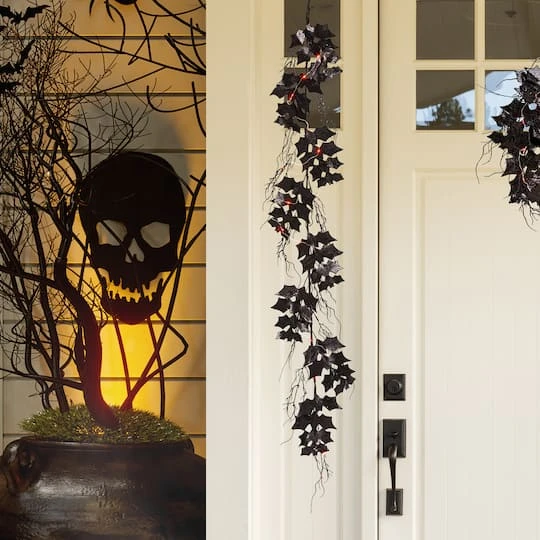 Glitzhome® 6ft. Lighted Halloween Bat Garland 3 Glitzhome® 6ft. Lighted Halloween Bat Garland - Image 3