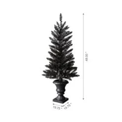 4ft. Pre-Lit Black Artificial Halloween Tree, LED Orange Lights 12 4ft. Pre-Lit Black Artificial Halloween Tree, LED Orange Lights -Halloween Decor Shop D403323S 3
