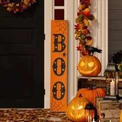 Glitzhome® 42" Lighted Halloween BOO Porch Sign 11 Glitzhome® 42" Lighted Halloween BOO Porch Sign -Halloween Decor Shop D403324S 2