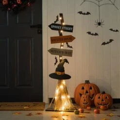 Glitzhome® 42" Lighted Halloween Witch's Broom Porch Décor With Timer 28 Glitzhome® 42" Lighted Halloween Witch's Broom Porch Décor With Timer -Halloween Decor Shop D403330S 13