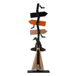 Glitzhome® 42" Lighted Halloween Witch's Broom Porch Décor With Timer 21 Glitzhome® 42" Lighted Halloween Witch's Broom Porch Décor With Timer -Halloween Decor Shop D403330S 4