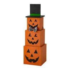 Glitzhome® 36" Double Sided Stacked Pumpkins Halloween Porch Decor