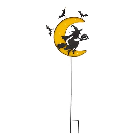 Glitzhome® 45" Lighted Metal Halloween Moon Yard Stake 2 Glitzhome® 45" Lighted Metal Halloween Moon Yard Stake - Image 2