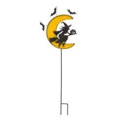 Glitzhome® 45" Lighted Metal Halloween Moon Yard Stake