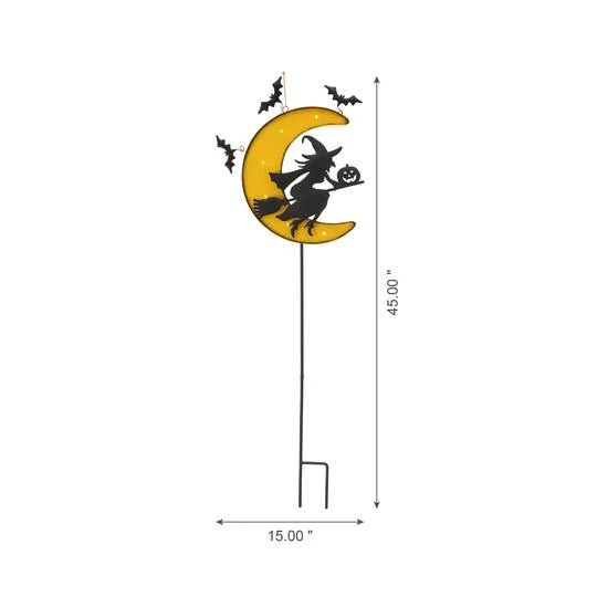 Glitzhome® 45" Lighted Metal Halloween Moon Yard Stake 4 Glitzhome® 45" Lighted Metal Halloween Moon Yard Stake - Image 4