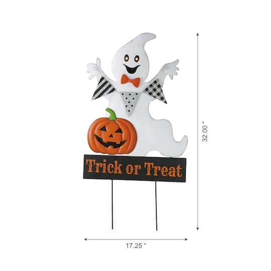 Glitzhome® 32" Lighted Metal Halloween Ghost Yard Stake 4 Glitzhome® 32" Lighted Metal Halloween Ghost Yard Stake - Image 4