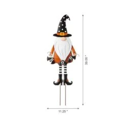 Glitzhome® 36" Metal Halloween Gnome Yard Stake -Halloween Decor Shop D403336S 3
