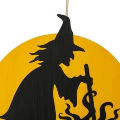 Glitzhome® 30" Black & Orange The Witch Is In Halloween Yard Stake -Halloween Decor Shop D403338S 5