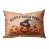 Glitzhome® Faux Burlap Happy Halloween Pumpkin Pillow -Halloween Decor Shop D403340S 1
