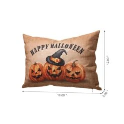 Glitzhome® Faux Burlap Happy Halloween Pumpkin Pillow 11 Glitzhome® Faux Burlap Happy Halloween Pumpkin Pillow -Halloween Decor Shop D403340S 3