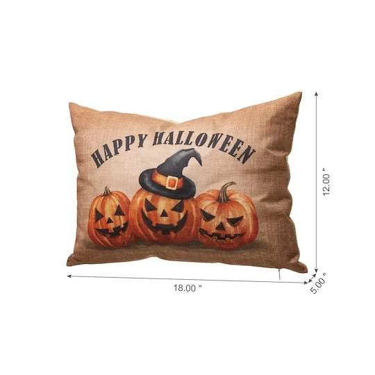 Glitzhome® Faux Burlap Happy Halloween Pumpkin Pillow 4 Glitzhome® Faux Burlap Happy Halloween Pumpkin Pillow - Image 4