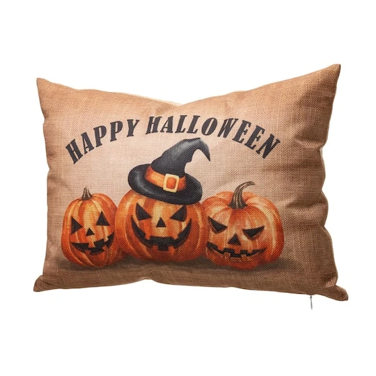 Glitzhome® Faux Burlap Happy Halloween Pumpkin Pillow 5 Glitzhome® Faux Burlap Happy Halloween Pumpkin Pillow - Image 5