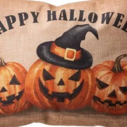 Glitzhome® Faux Burlap Happy Halloween Pumpkin Pillow 15 Glitzhome® Faux Burlap Happy Halloween Pumpkin Pillow -Halloween Decor Shop D403340S 7
